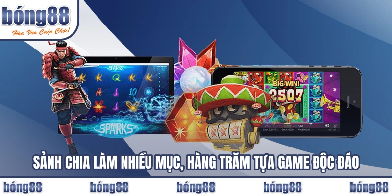 Sảnh chia làm nhiều mục, hàng trăm tựa game độc đáo